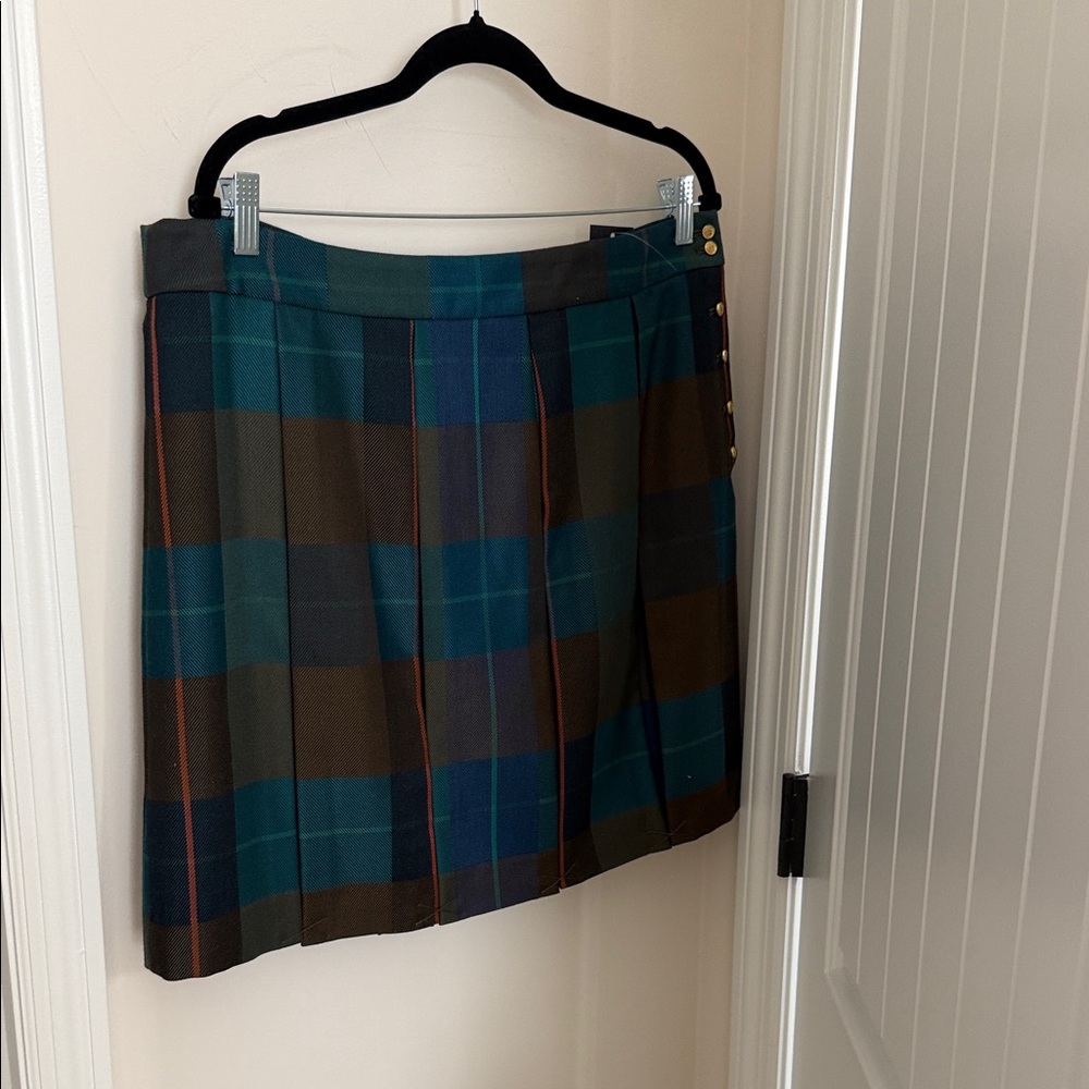 Tommy Hilfiger Tartan Mini Skirt in Teal and Brown